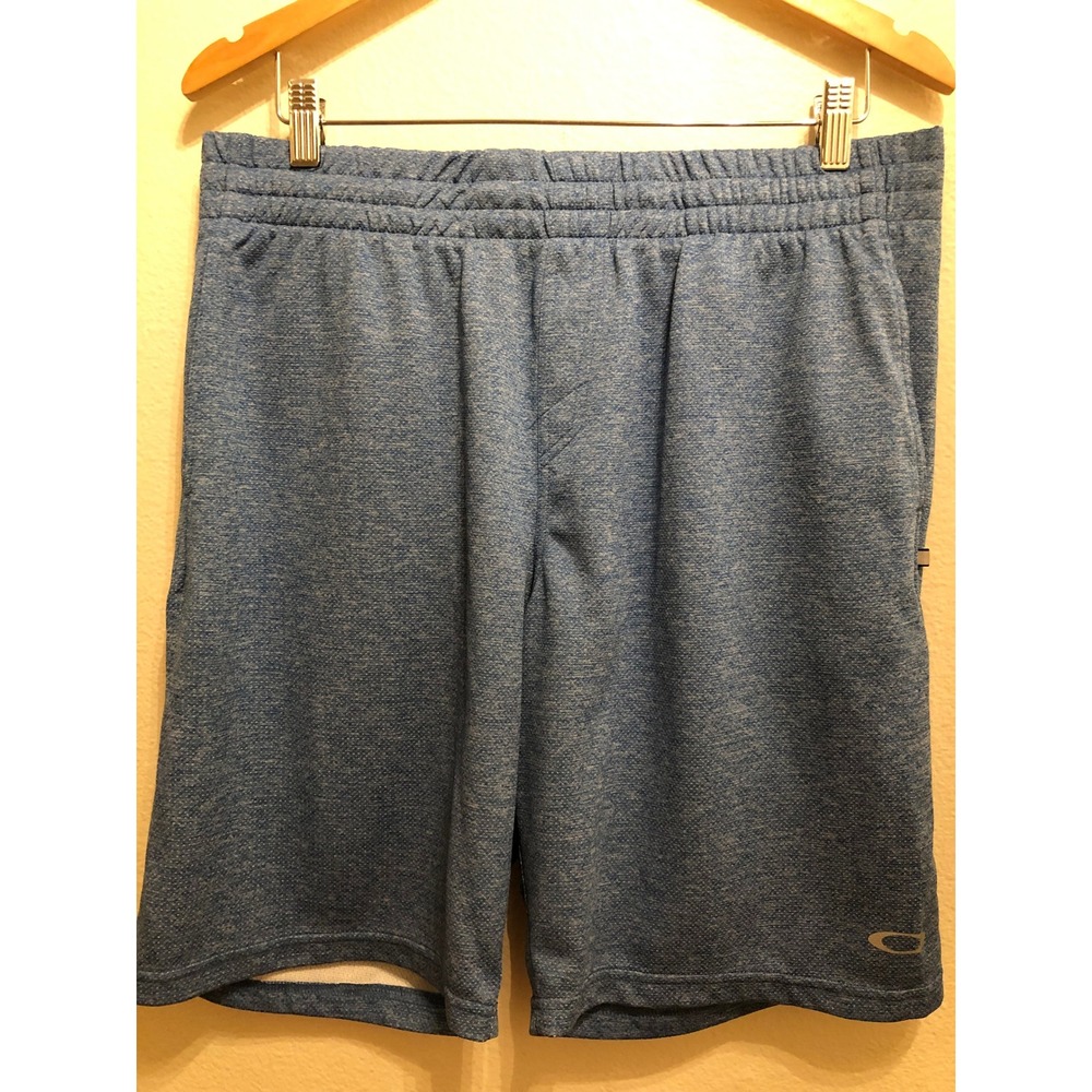 Oakley Mens Blue Heathered Athletic Training Shorts Elastic Waist Size Large
